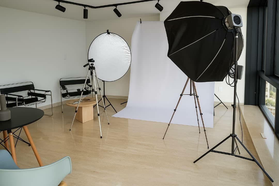 Estudio de fotografía con iluminación profesional